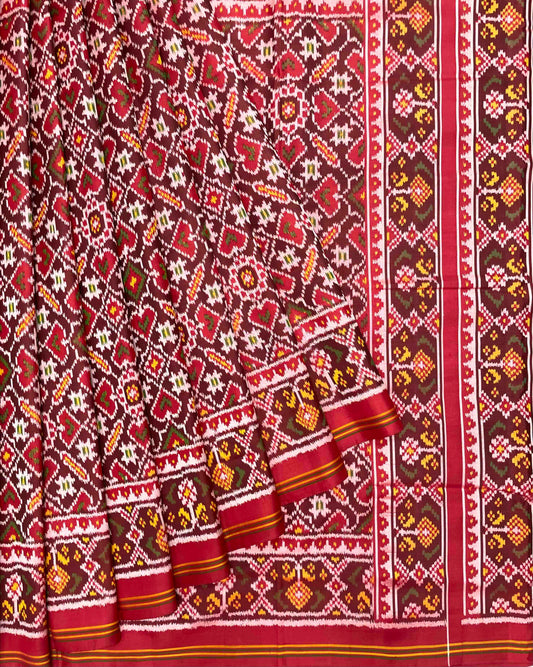 Red & Maroon Manekchowk Patola Saree