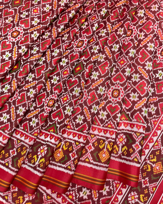 Red & Maroon Manekchowk Patola Saree