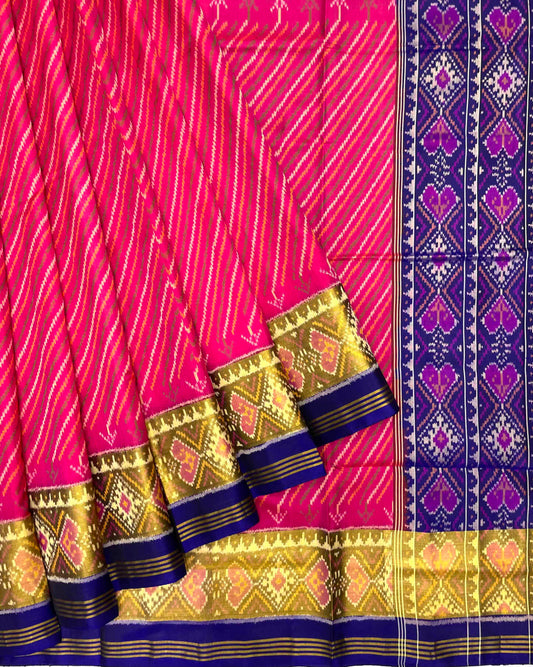 Blue & Pink Leheriya Patola Saree