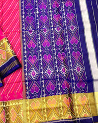 Blue & Pink Leheriya Patola Saree