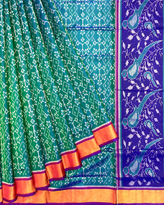 Purple & Sea Green Navratan Patola Saree