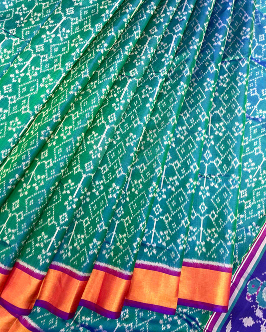 Purple & Sea Green Navratan Patola Saree