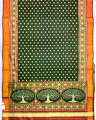 Green Doted with Tree Pallu Patola Saree