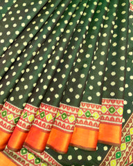 Green Doted with Tree Pallu Patola Saree