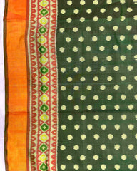 Green Doted with Tree Pallu Patola Saree