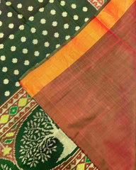 Green Doted with Tree Pallu Patola Saree