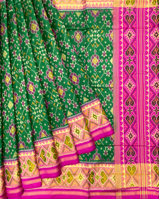 Pink & Green Navratan Patola Saree