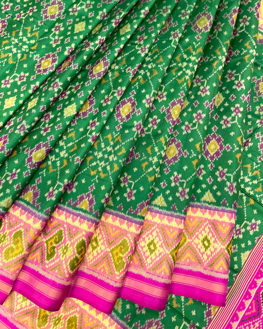 Pink & Green Navratan Patola Saree