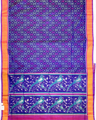 Purple & Blue Fancy Leaves Patola Saree