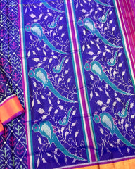 Purple & Blue Fancy Leaves Patola Saree