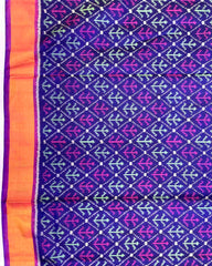 Purple & Blue Fancy Leaves Patola Saree