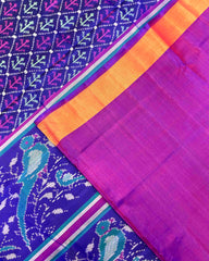 Purple & Blue Fancy Leaves Patola Saree