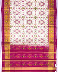 Pink & White New Chhabdi Design Patola Saree