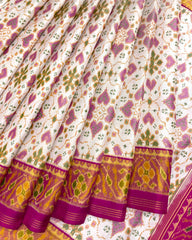 Pink & White New Chhabdi Design Patola Saree