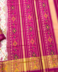 Pink & White New Chhabdi Design Patola Saree