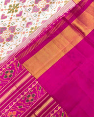 Pink & White New Chhabdi Design Patola Saree