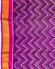 Pink & Purple Zig Zag Lining Patola Saree