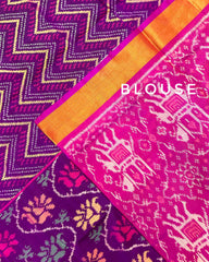 Pink & Purple Zig Zag Lining Patola Saree