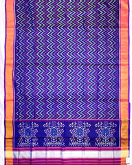 Purple & Blue Zig Zag Lining Patola Saree