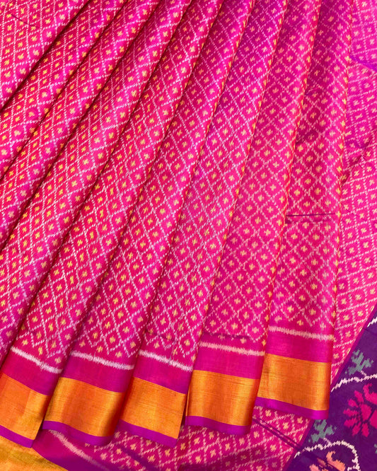 Purple & Pink Booty Design Patola Saree