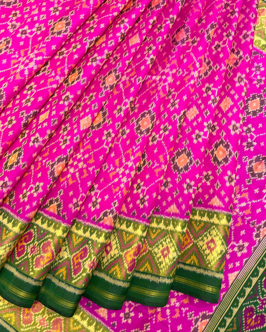 Green & Pink Navratan Patola Saree