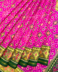 Green & Pink Navratan Patola Saree