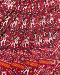 Red & Maroon Chhabdi Elephant Design Patola Saree