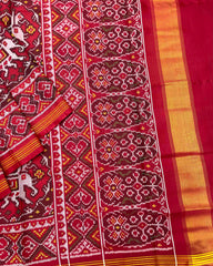 Red & Maroon Chhabdi Elephant Design Patola Saree