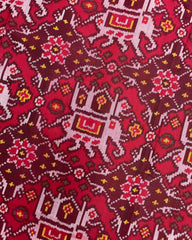 Red & Maroon Chhabdi Elephant Design Patola Saree