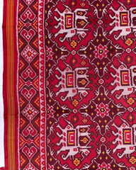 Red & Maroon Chhabdi Elephant Design Patola Saree