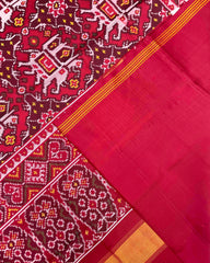 Red & Maroon Chhabdi Elephant Design Patola Saree