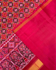 Crimson Red Buttonful Design Patola Saree