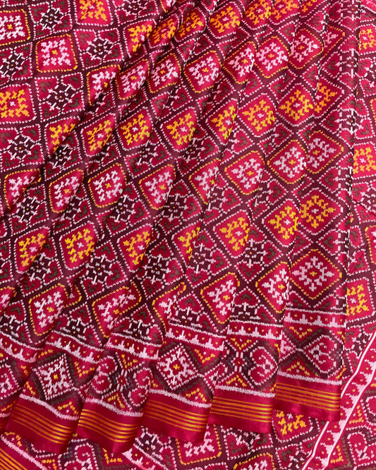 Crimson Red Panchanda Patola Saree