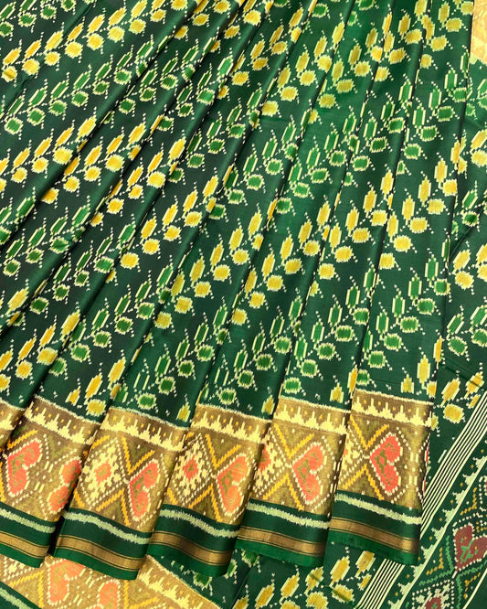 Green Leaves Leheriya Patola Saree