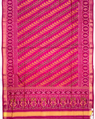 Pink Leaves Leheriya Patola Saree