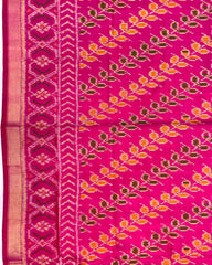 Pink Leaves Leheriya Patola Saree