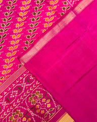 Pink Leaves Leheriya Patola Saree