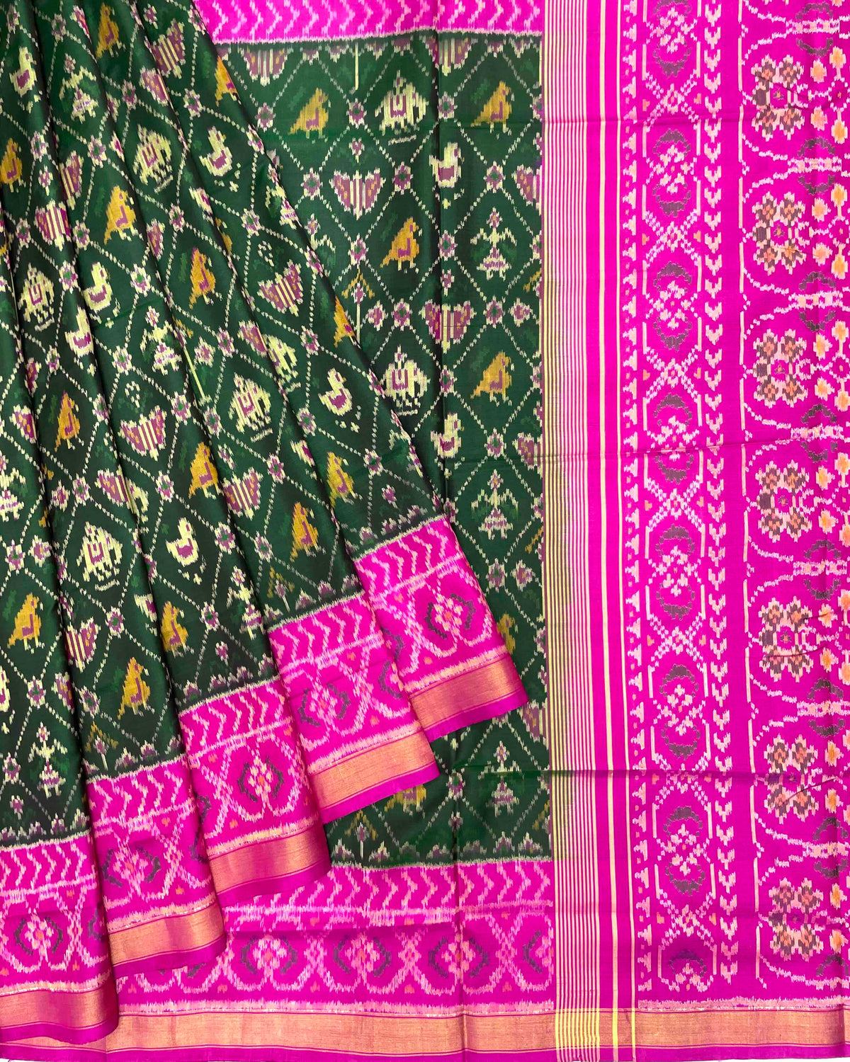 Pink & Green Small Figure Narikunj Patola Saree