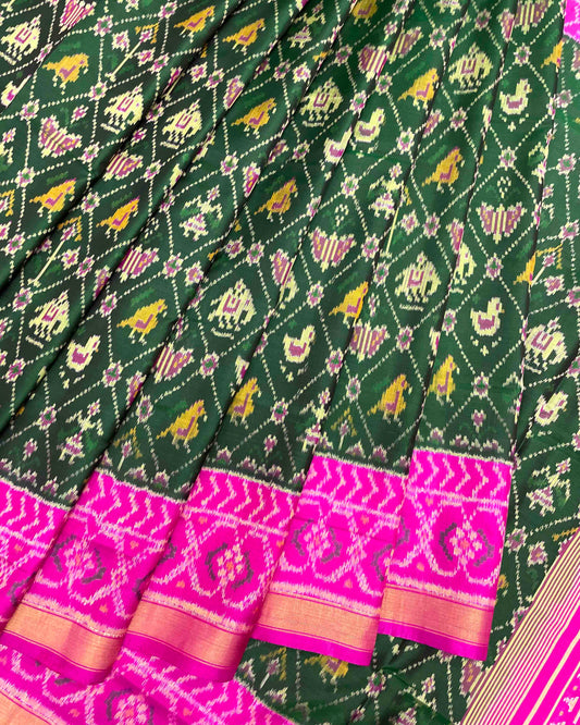 Pink & Green Small Figure Narikunj Patola Saree