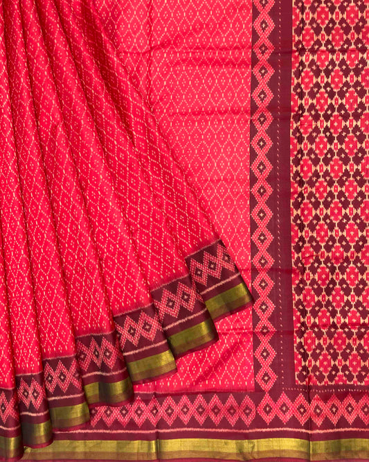 Maroon & Red Booty Patola Saree