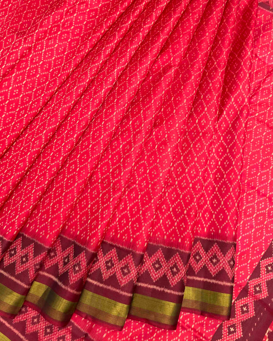 Maroon & Red Booty Patola Saree