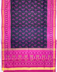 Pink & Black Fancy Leaves Patola Saree