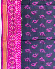 Pink & Black Fancy Leaves Patola Saree