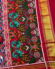 Red & Blue Narikunj Patola Saree