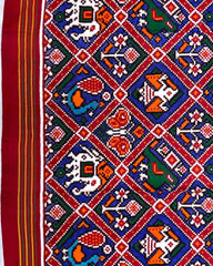 Red & Blue Narikunj Patola Saree