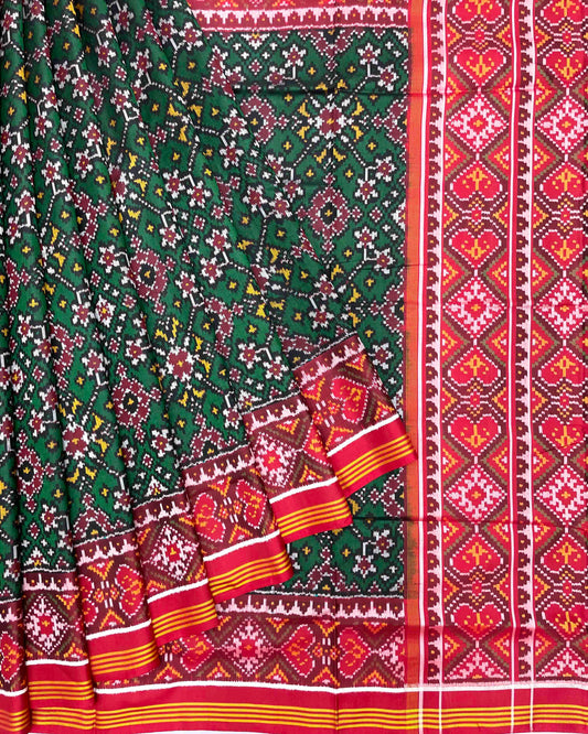 Red & Green Navratan Patola Saree