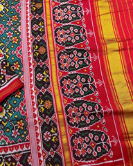 Red & Turquoise Navratan Twill Patola Saree