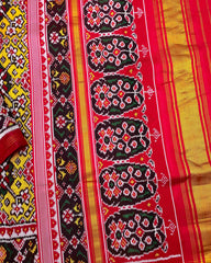 Red & Yellow Navratan Twill Patola Saree