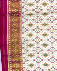 Pink & Off White Panchanda Patola Saree