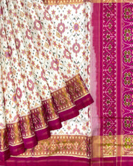 Pink & Off White Navratan Patola Saree